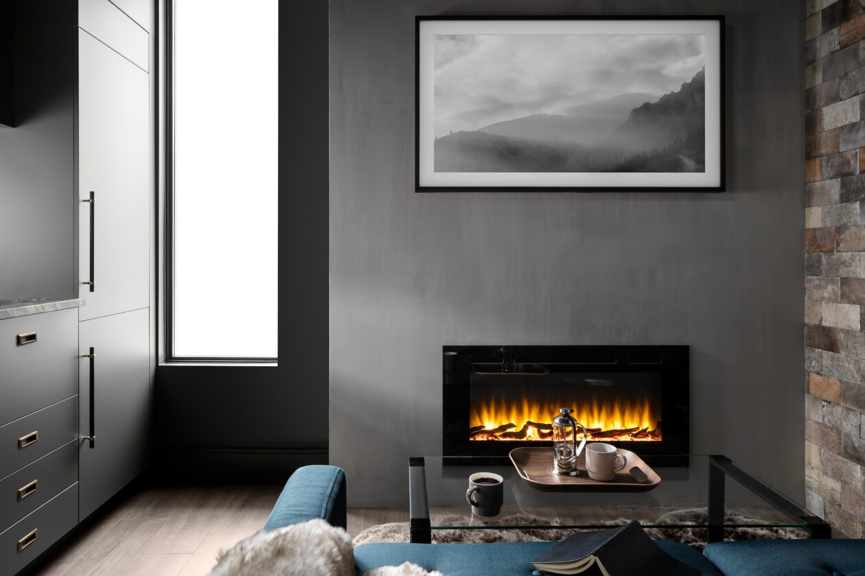 Tiny House Custom Design Living Room Fireplace