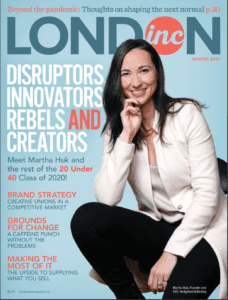 Martha Huk on Cover of London Inc Magazine for 20 Under 40